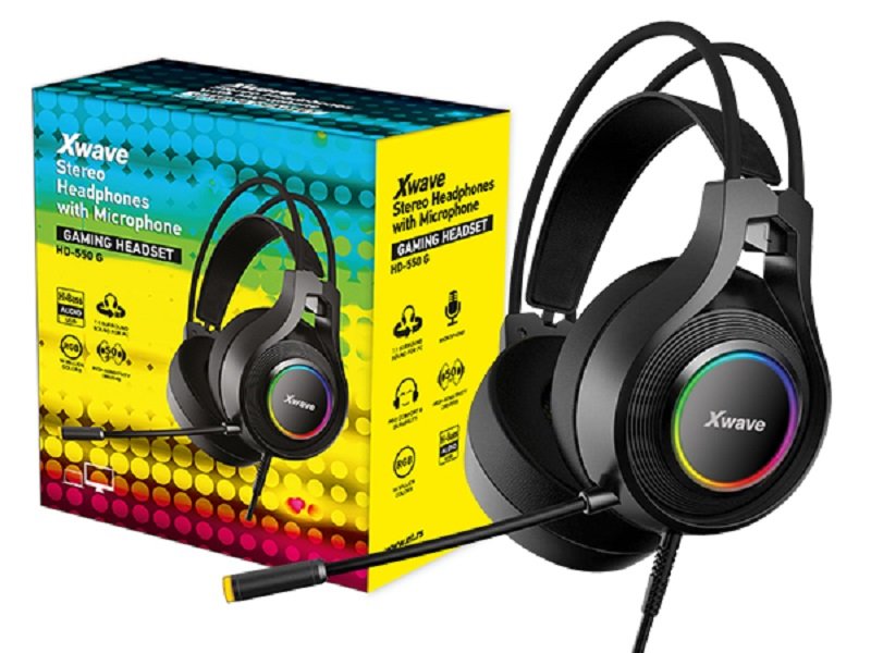 Xwave hd-550 g slušalice gaming stereo sa mikrofonom/usb 2.0/2.2m kabel/kontrole/rgb led crne