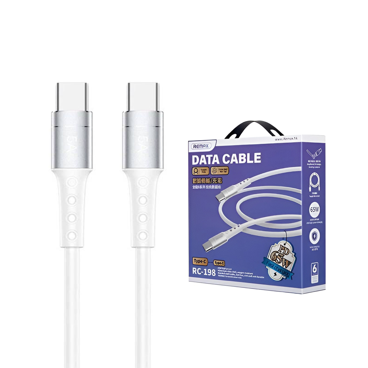 Usb data cable remax rc-198 chaining pd 65w type-c na type-c beli 1m