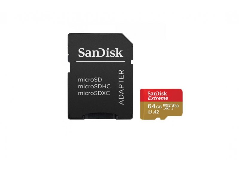 SanDisk SDXC 64GB Micro Extreme 170MB/s UHS-I Class 10 U3 V30 + SD Adapter