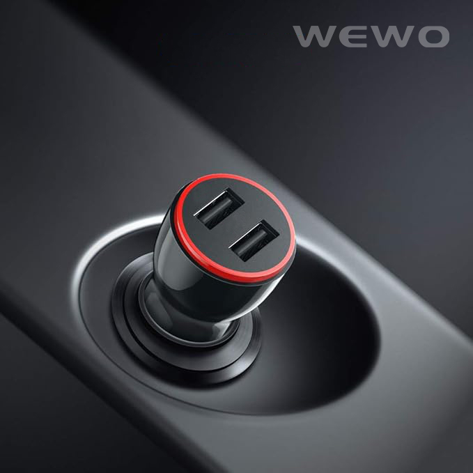 Wewo c-11 auto punjač 2xusb 2.4a + type-c usb cable (crni)