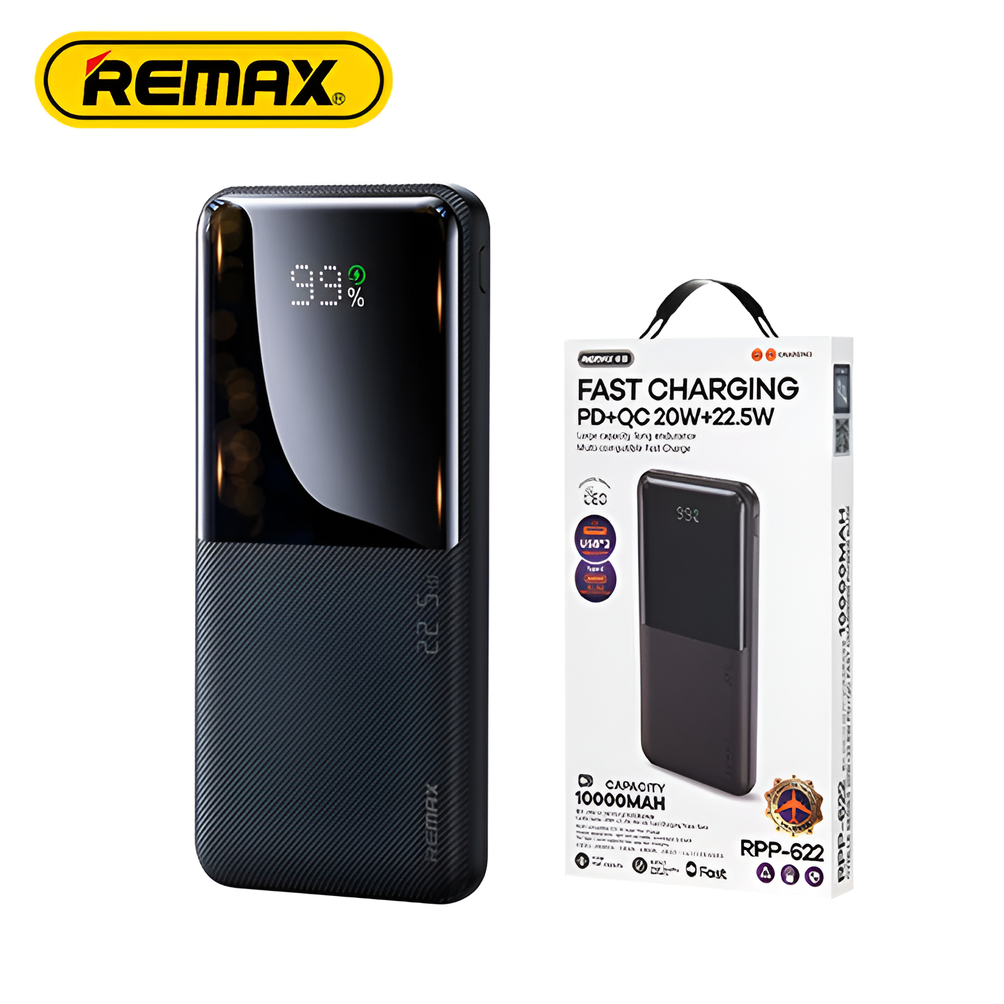 Power bank remax cynlle rpp-622 20w+22.5w pd/qc fast charge 10000mah (crni)
