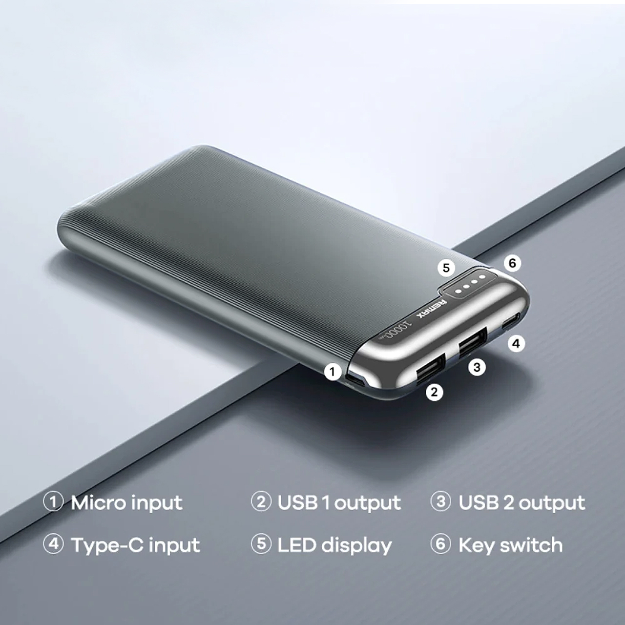 Power bank remax ruinay rpp-625 2.1a fast charge 10000mah (sivi)