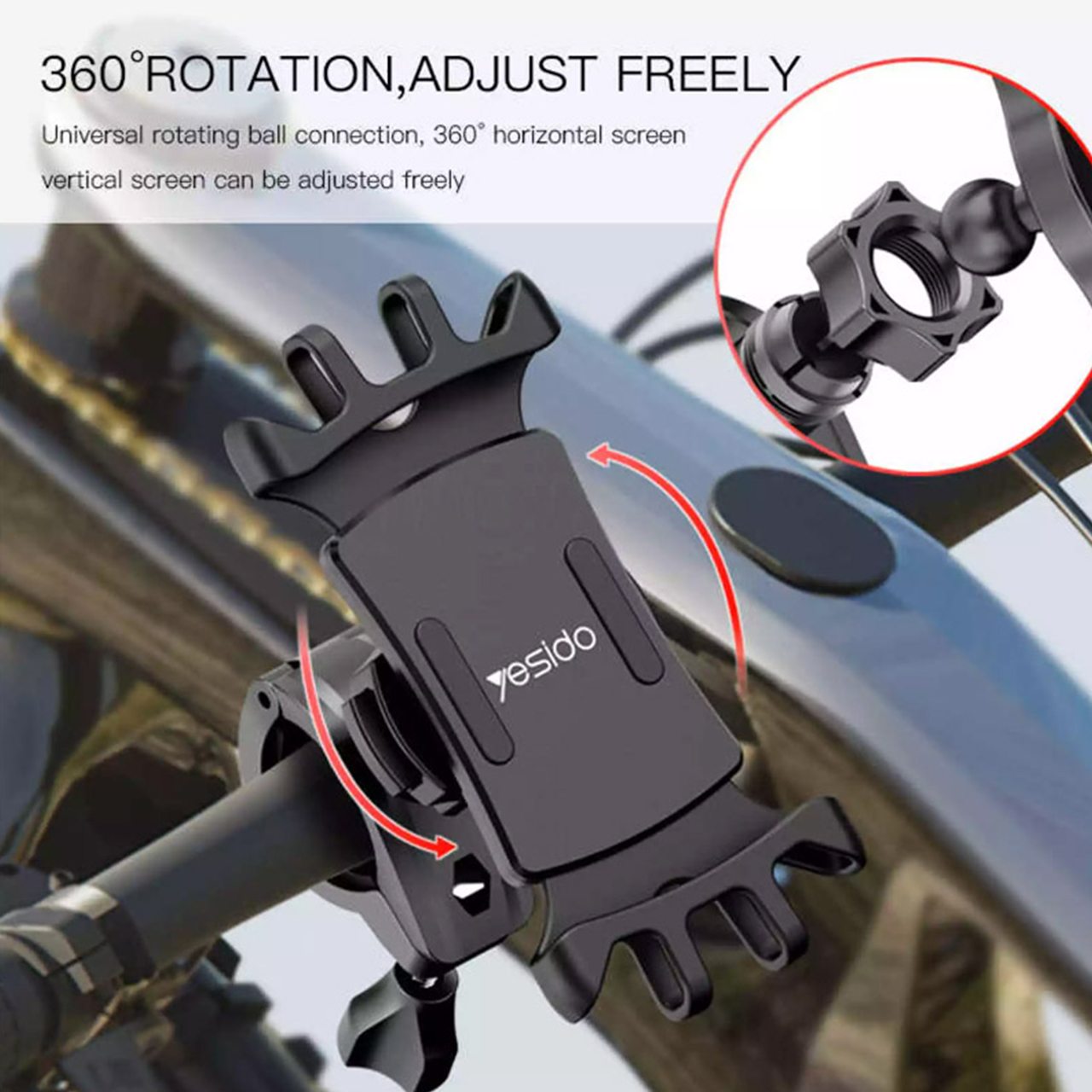 Držač za mobilni telefon yesido za bicikl (c66) black