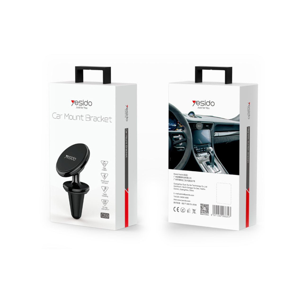 Držač za mobilni telefon yesido za ventilaciju sa magnetom (c59) black