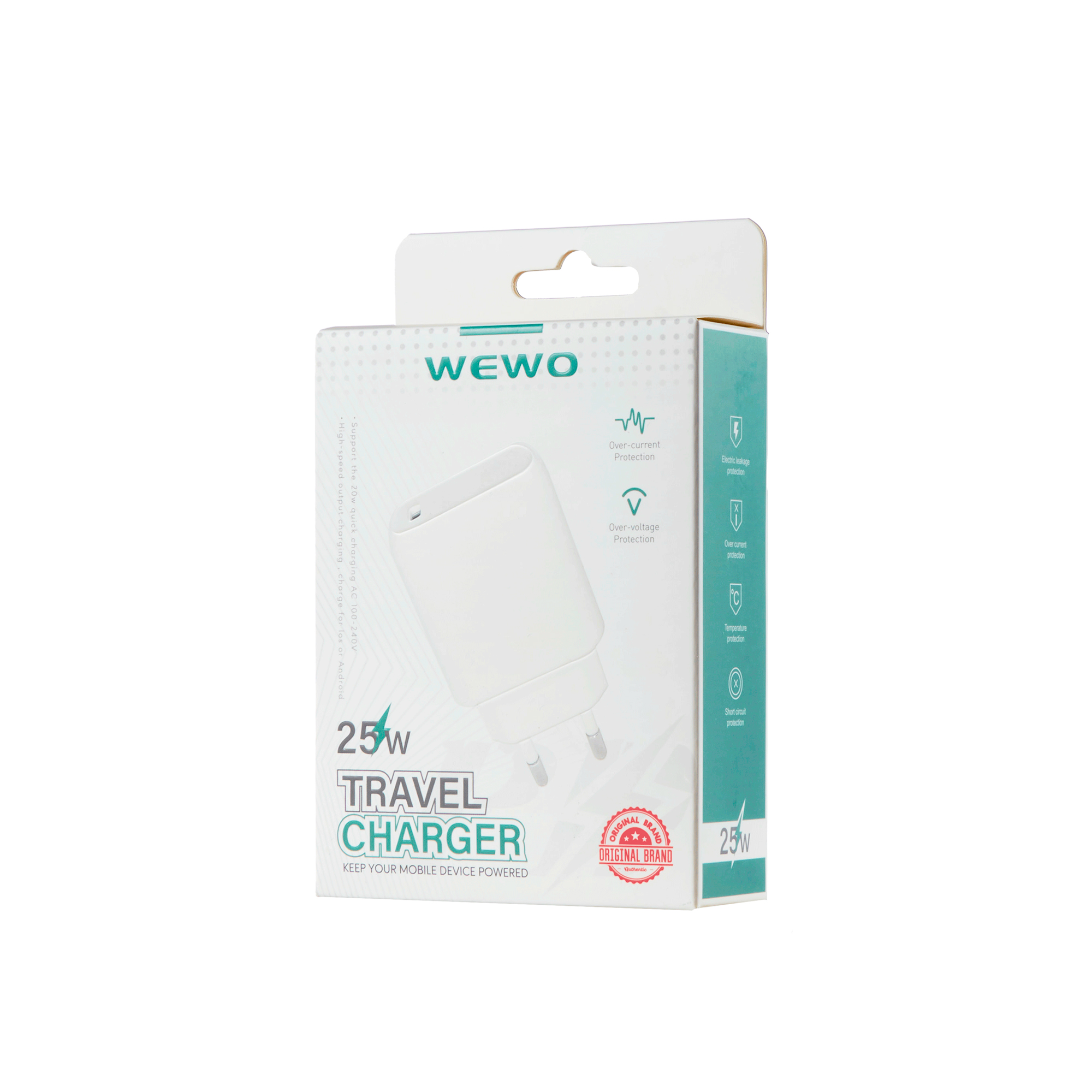 Wewo punjač type-c pd 25w + type-c to type-c data cable (beli)