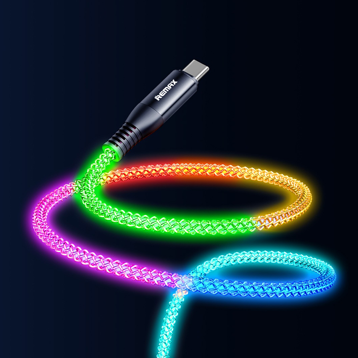 Usb data cable remax rc-c003 fantasy 65w fast charge  2in1 type-c na type-c +  iphone luminous crni 1.2m