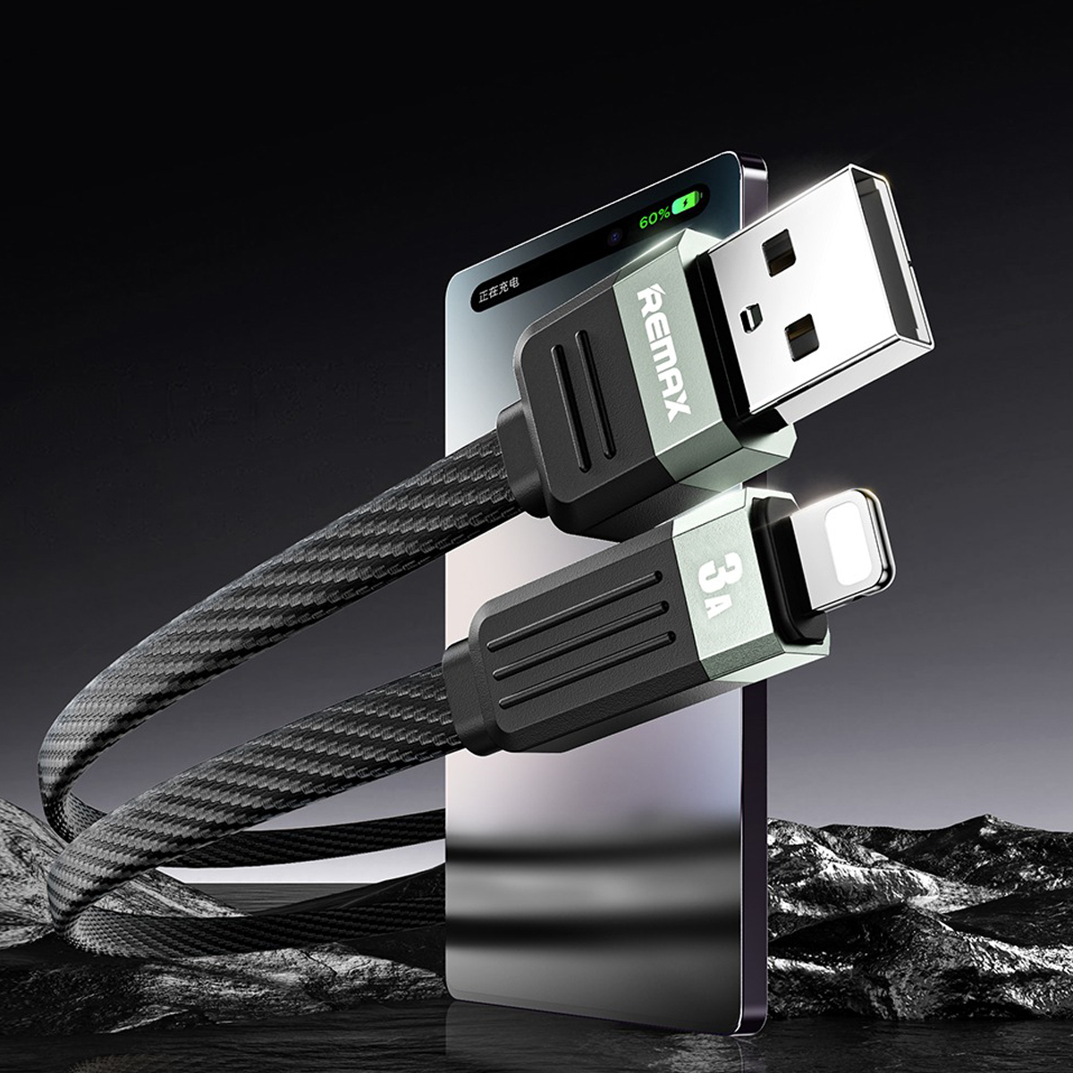 Usb data cable remax rc-c085 janker 3a fast charge iphone crni 1m