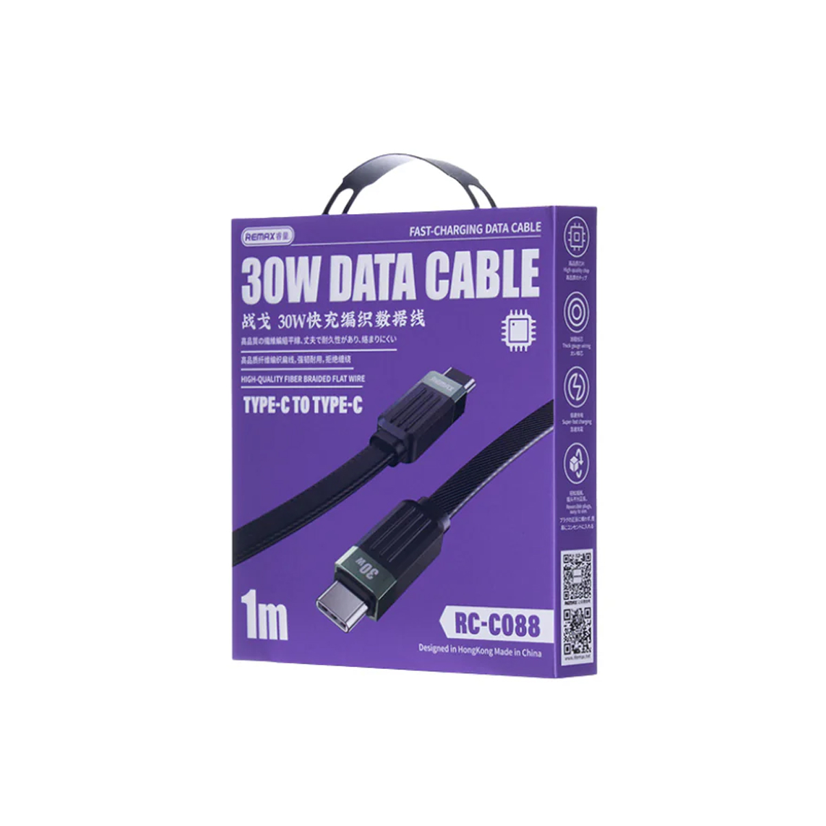 Usb data cable remax rc-c088 janker 30w fast charge type-c na type-c crni 1m