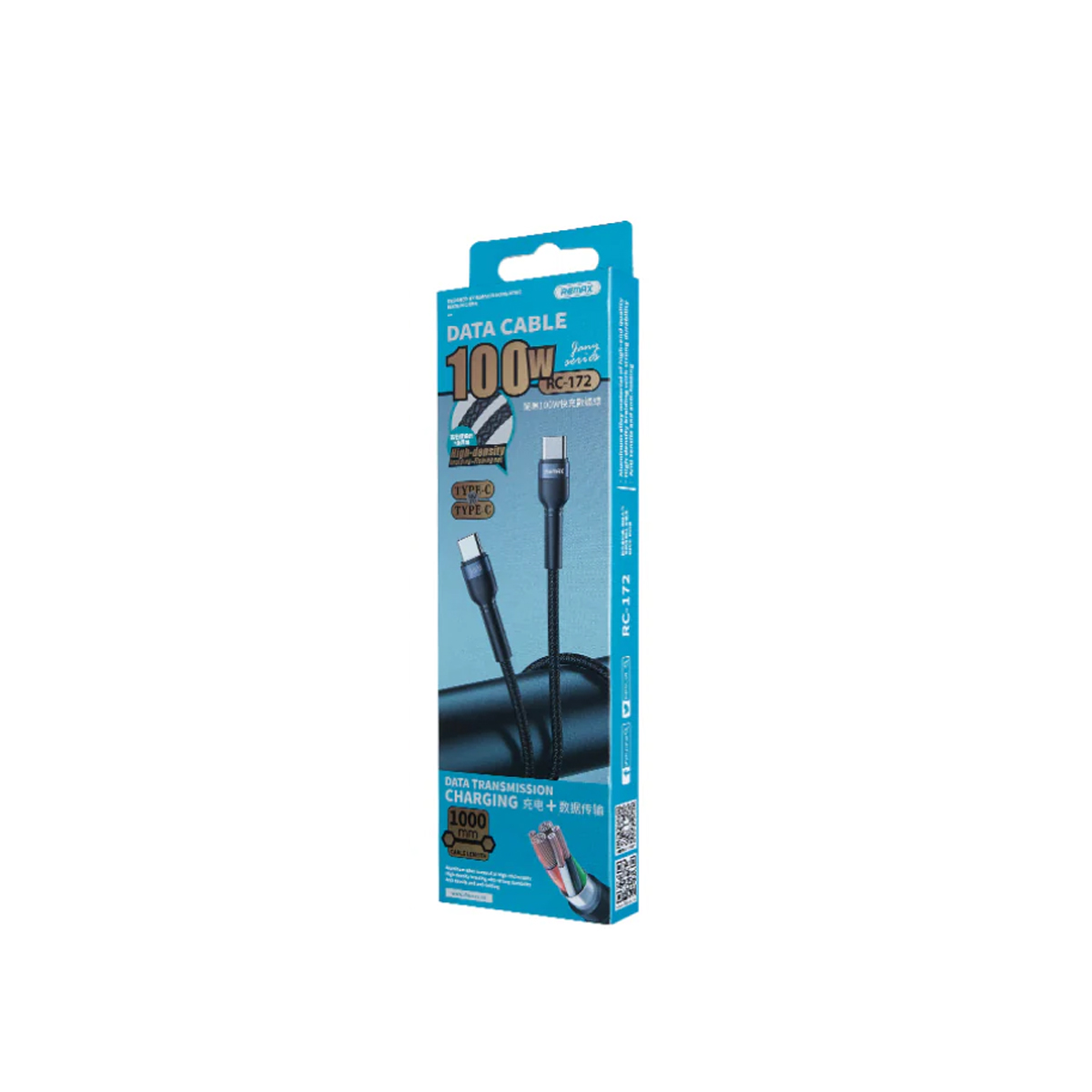Usb data cable remax rc-172 jany 100w fast charge type-c na type-c crni 1m