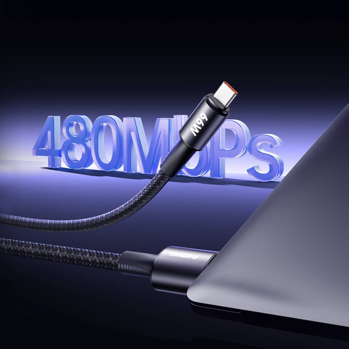Usb data cable remax rc-c099 fonsu aluminium 66w fast charge type-c crni 1.2m