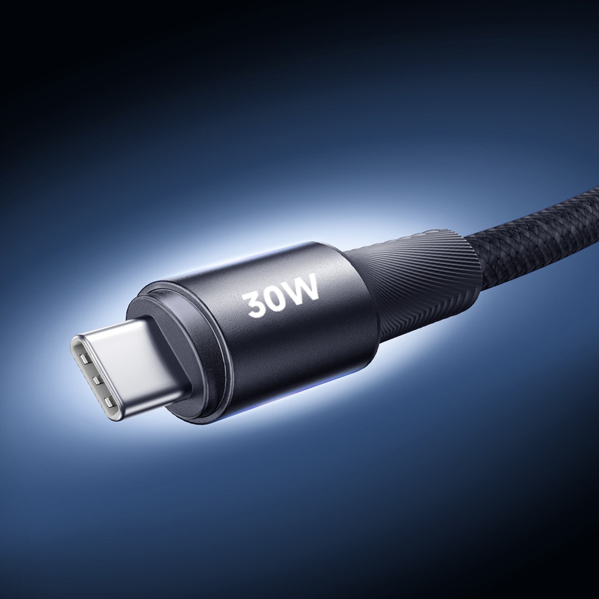 Usb data cable remax rc-c100 fonsu aluminium 30w fast charge type-c crni 1.2m