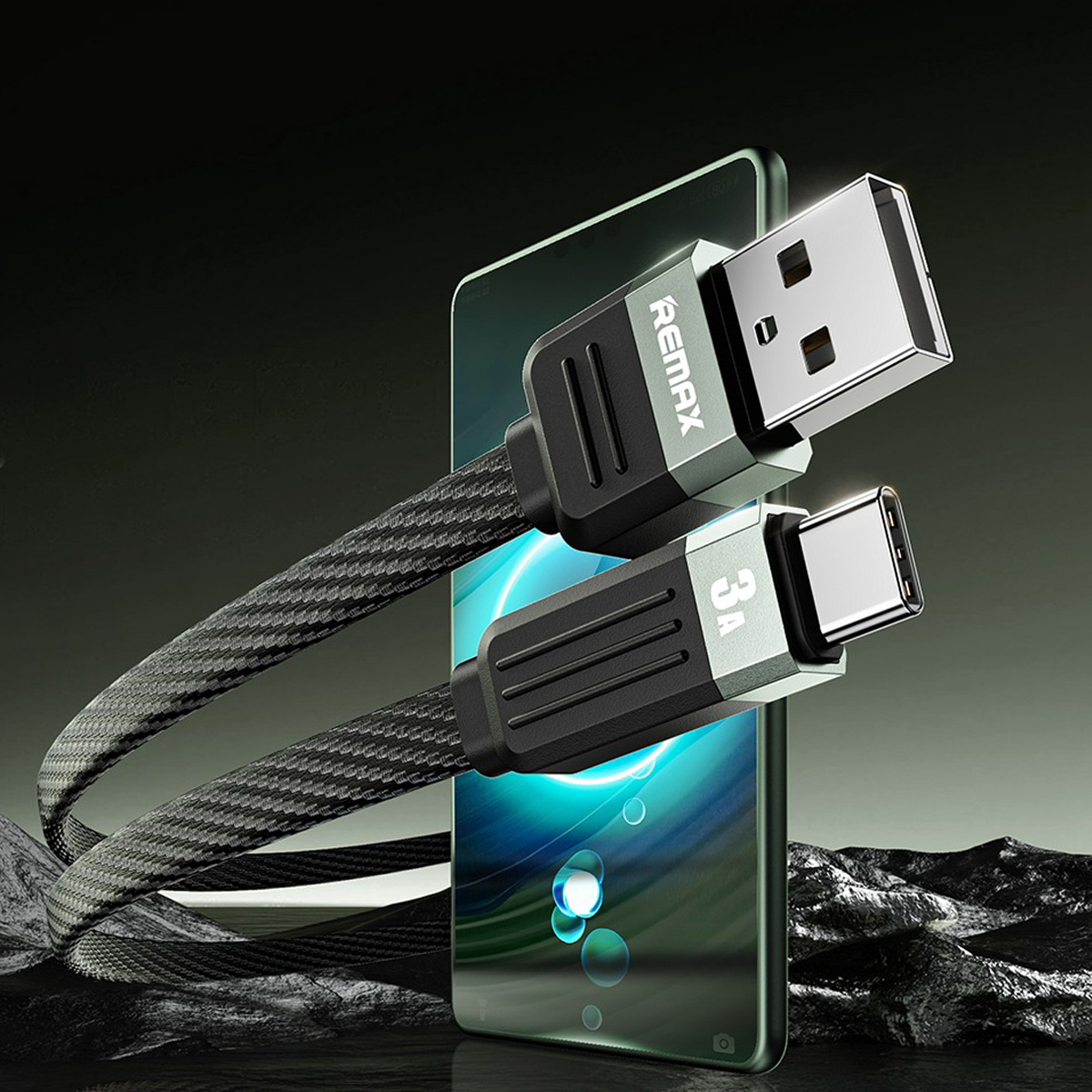 Usb data cable remax rc-c086 janker 3a fast charge type-c crni 1m