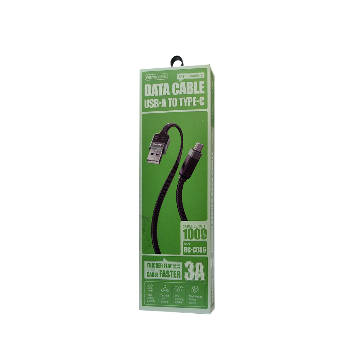 Usb data cable remax rc-c086 janker 3a fast charge type-c crni 1m