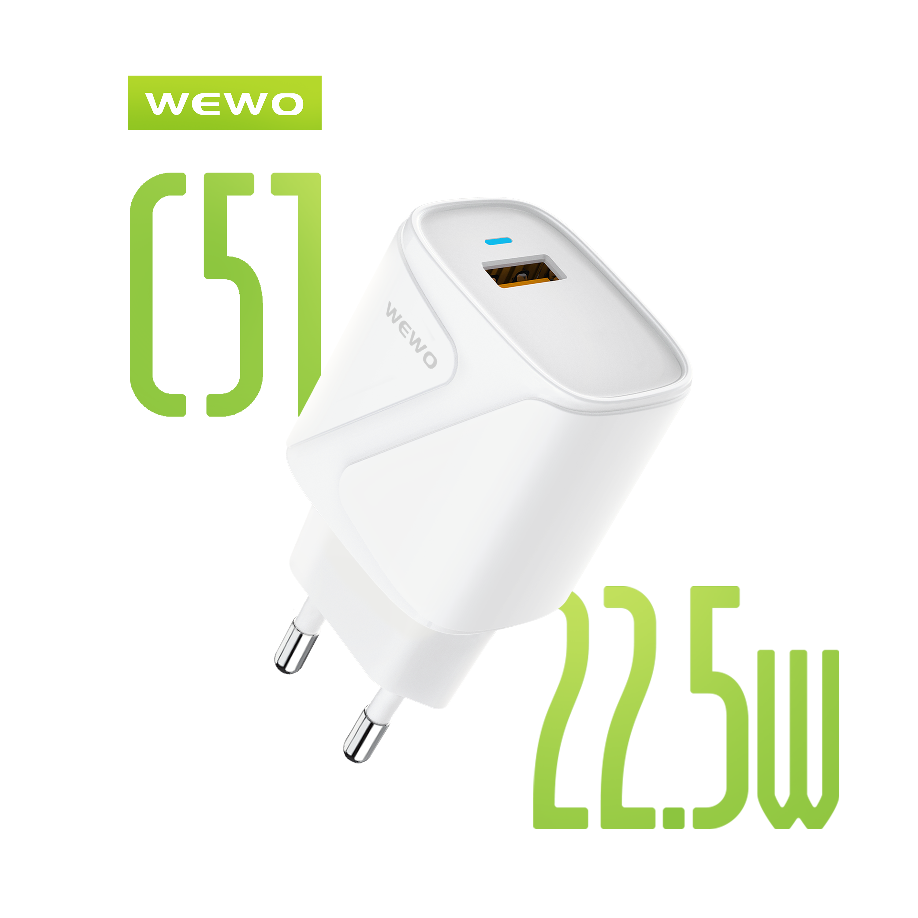 WEWO C51 FAST USB Punjač QC 22.5W/3A (beli)
