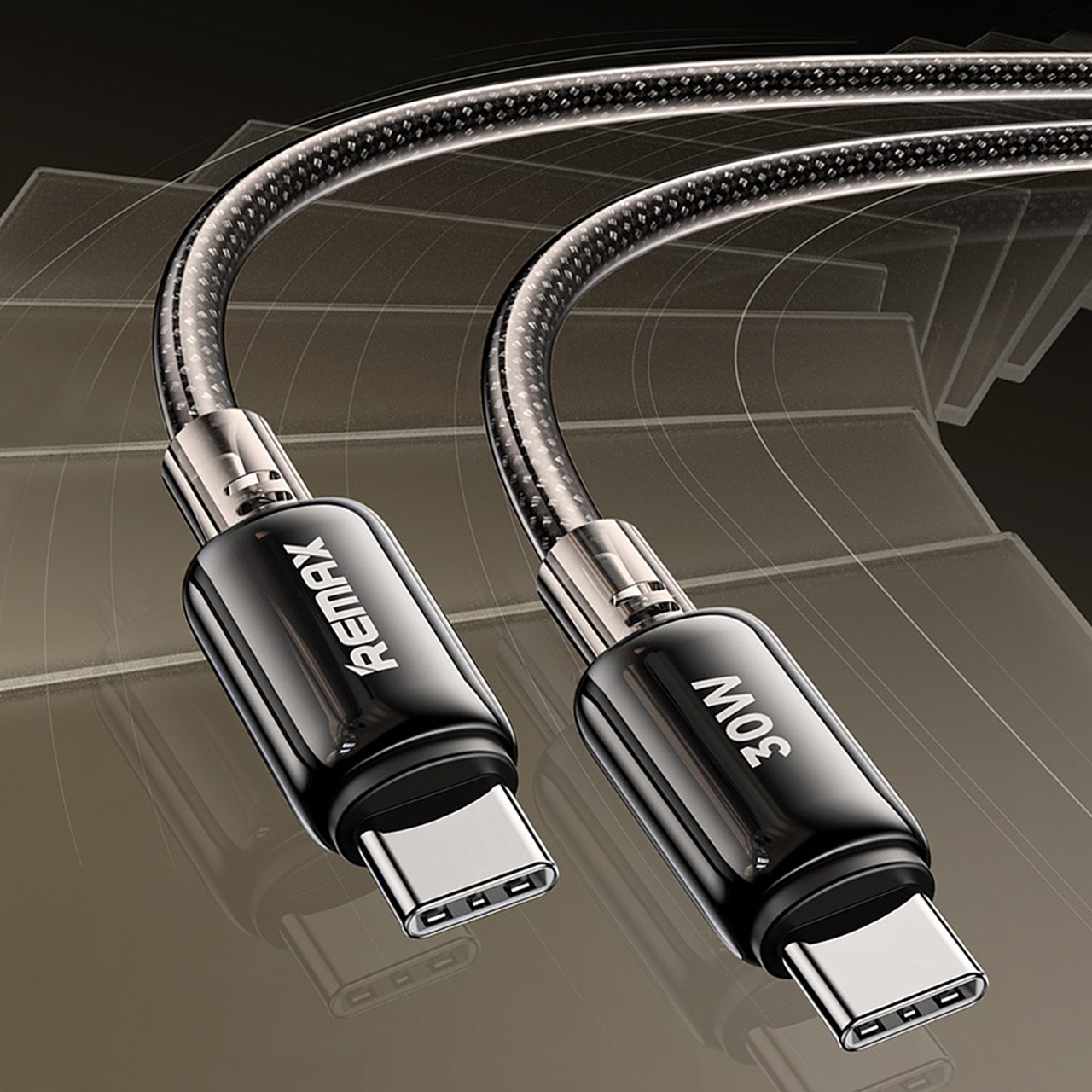 USB Data Cable REMAX RC-C036 Icy 30W FAST CHARGE Type-C na Type-C crni 1.2m