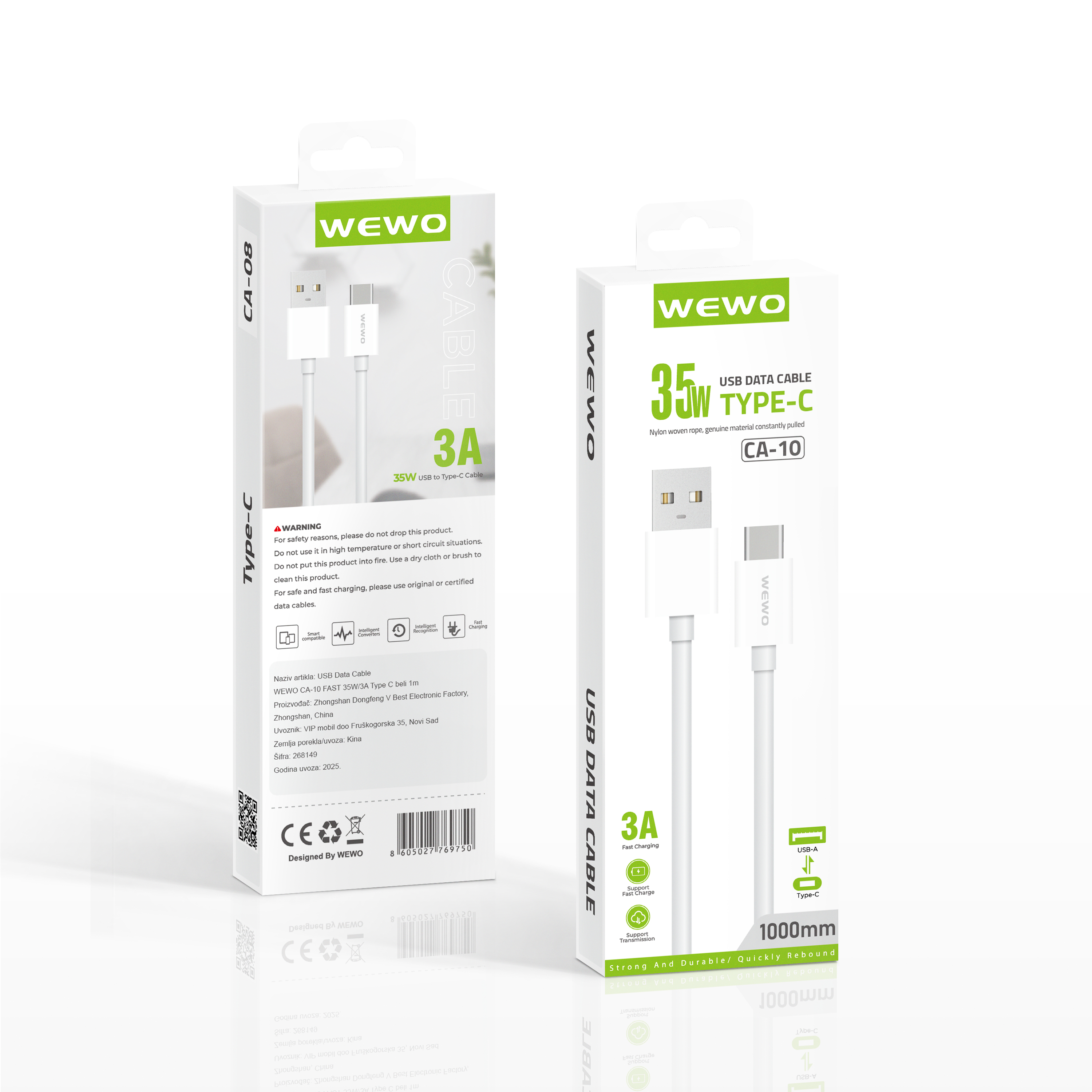 Usb data cable wewo ca-10 fast 35w/3a type c beli 1m