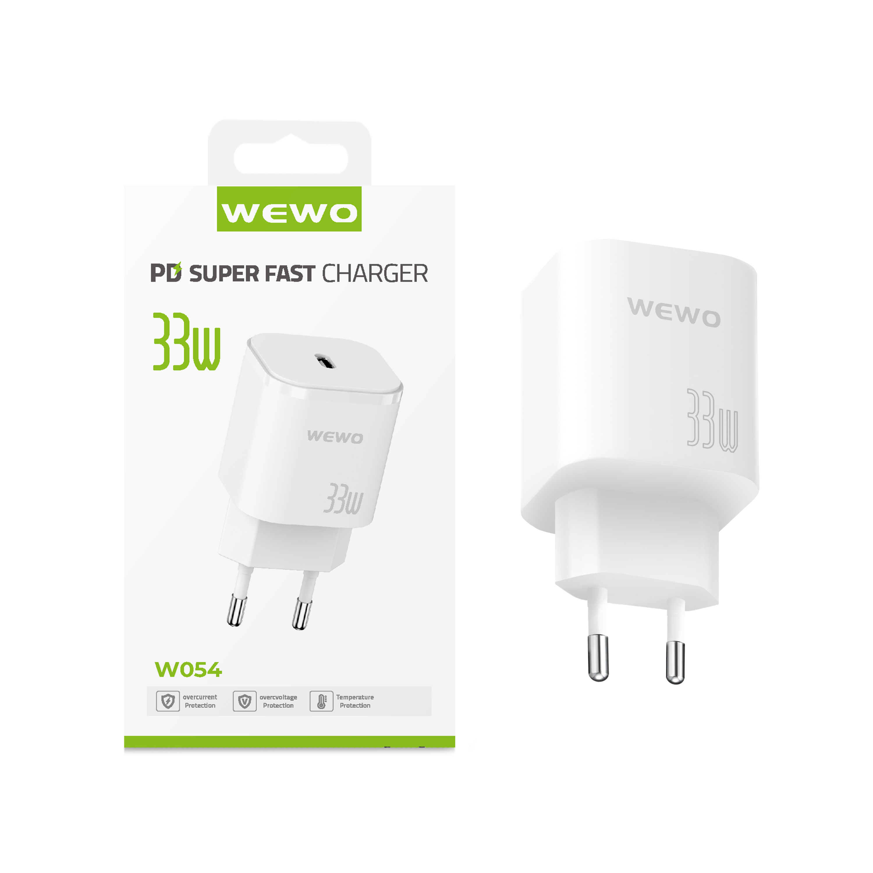 Wewo w054 super fast pd type-c punjač 33w/3a (beli)
