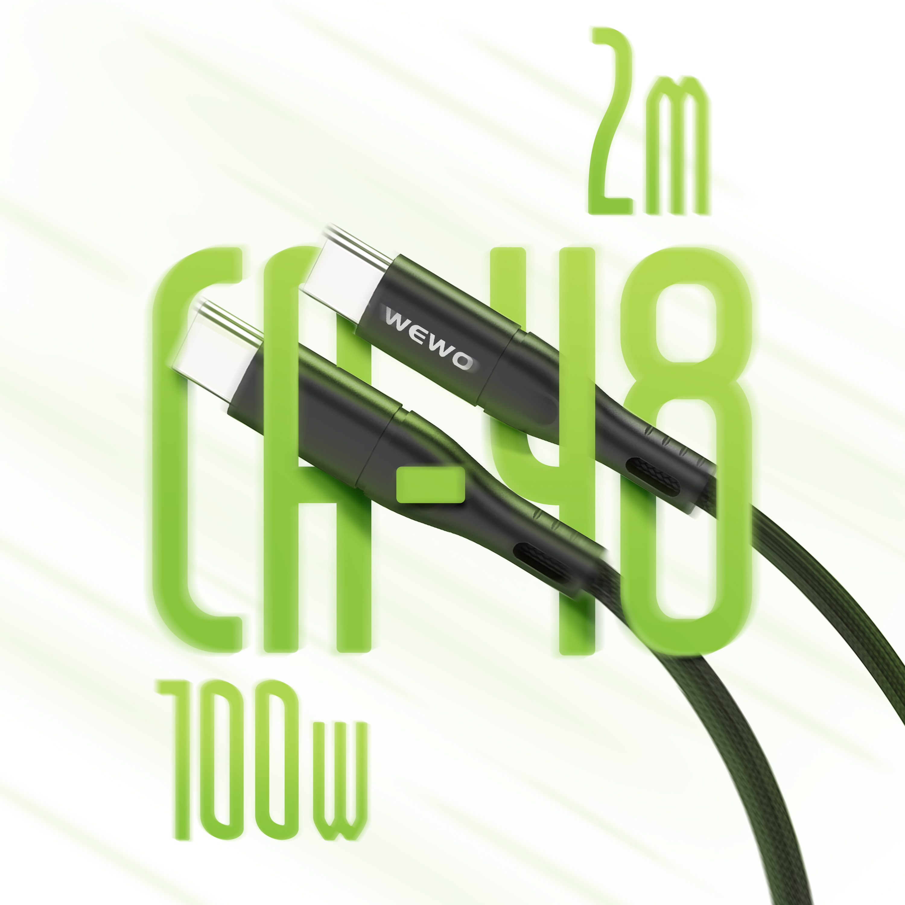 Usb data cable wewo ca-48 textile fast pd 100w/6a type c na type c crni 2m