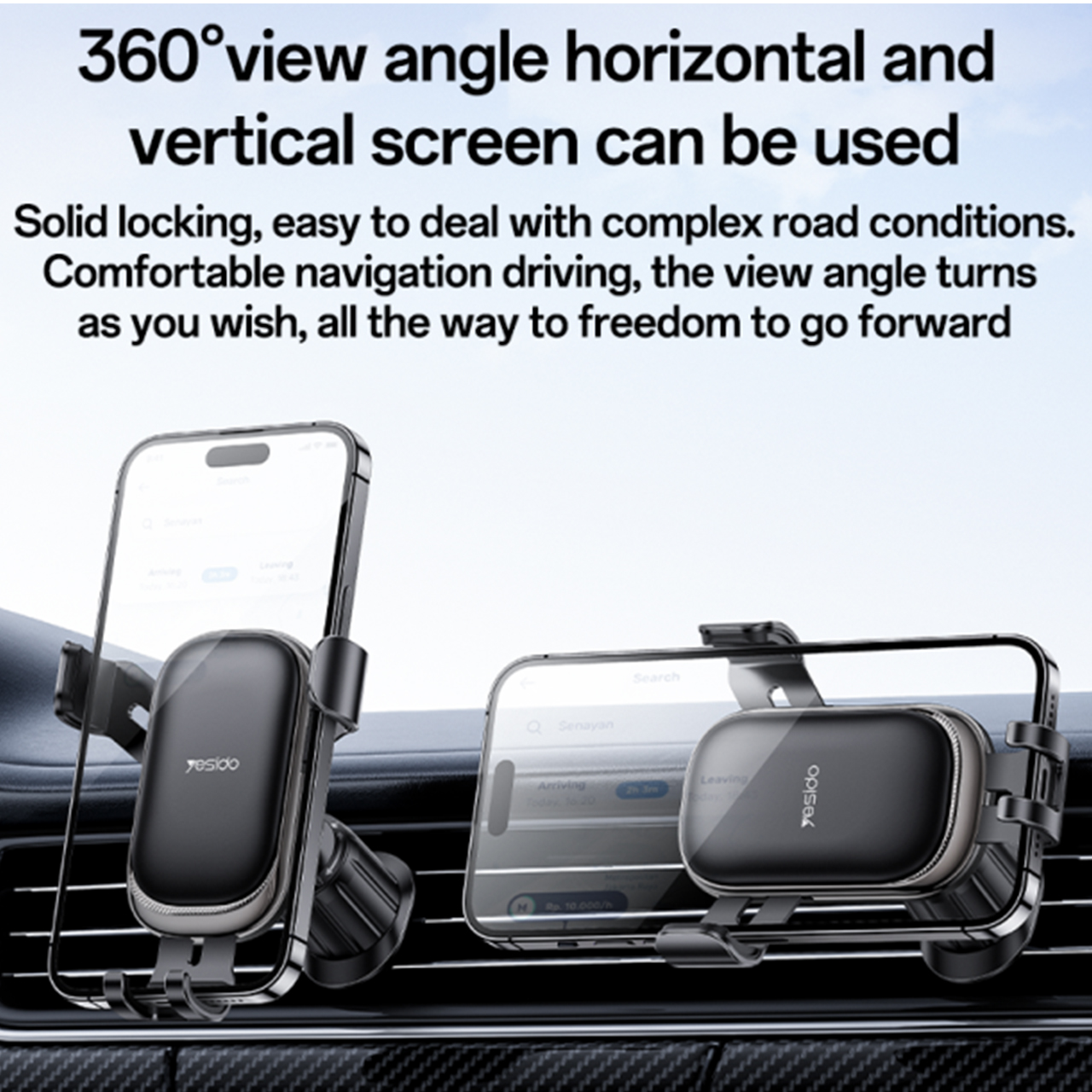 Držač za mobilni telefon yesido gravity za ventilaciju (c247) black