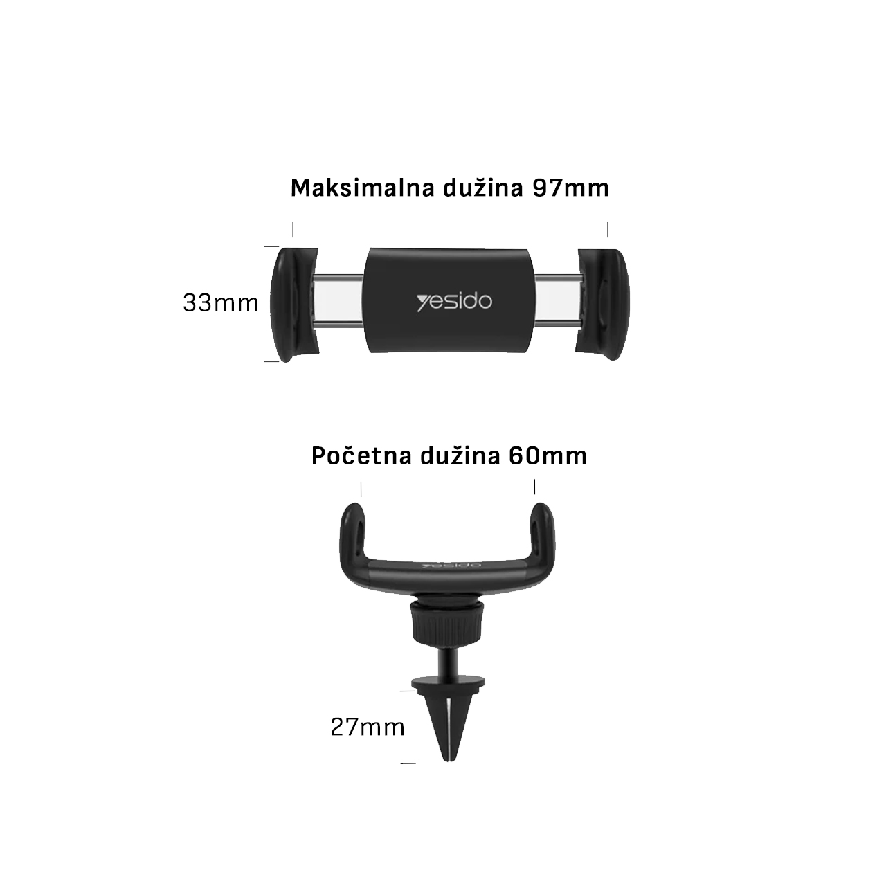 Držač za mobilni telefon yesido za ventilaciju (c47) black