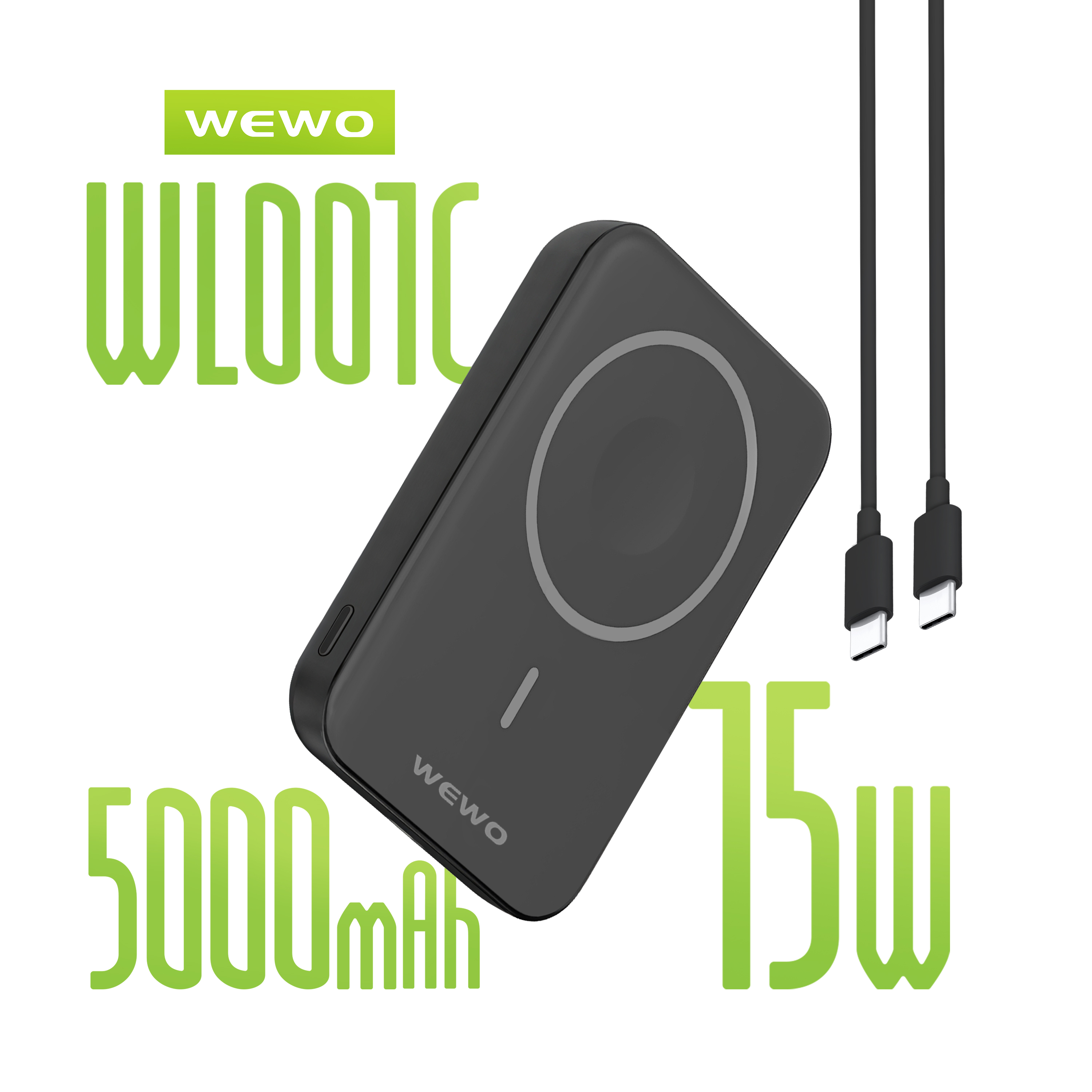 WEWO Power Bank WL001C 15W MAGSAFE 5000mAh (crni)