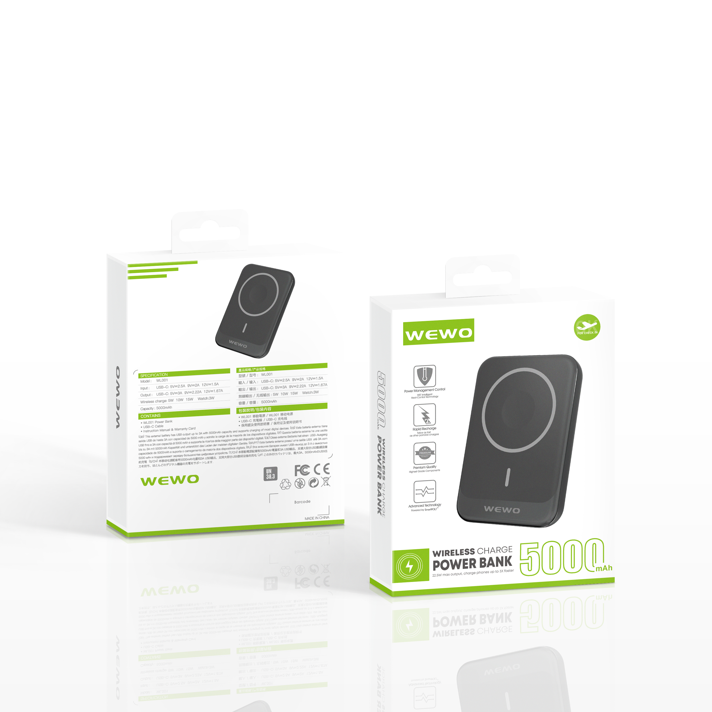 Wewo power bank wl001c 15w magsafe 5000mah (crni)