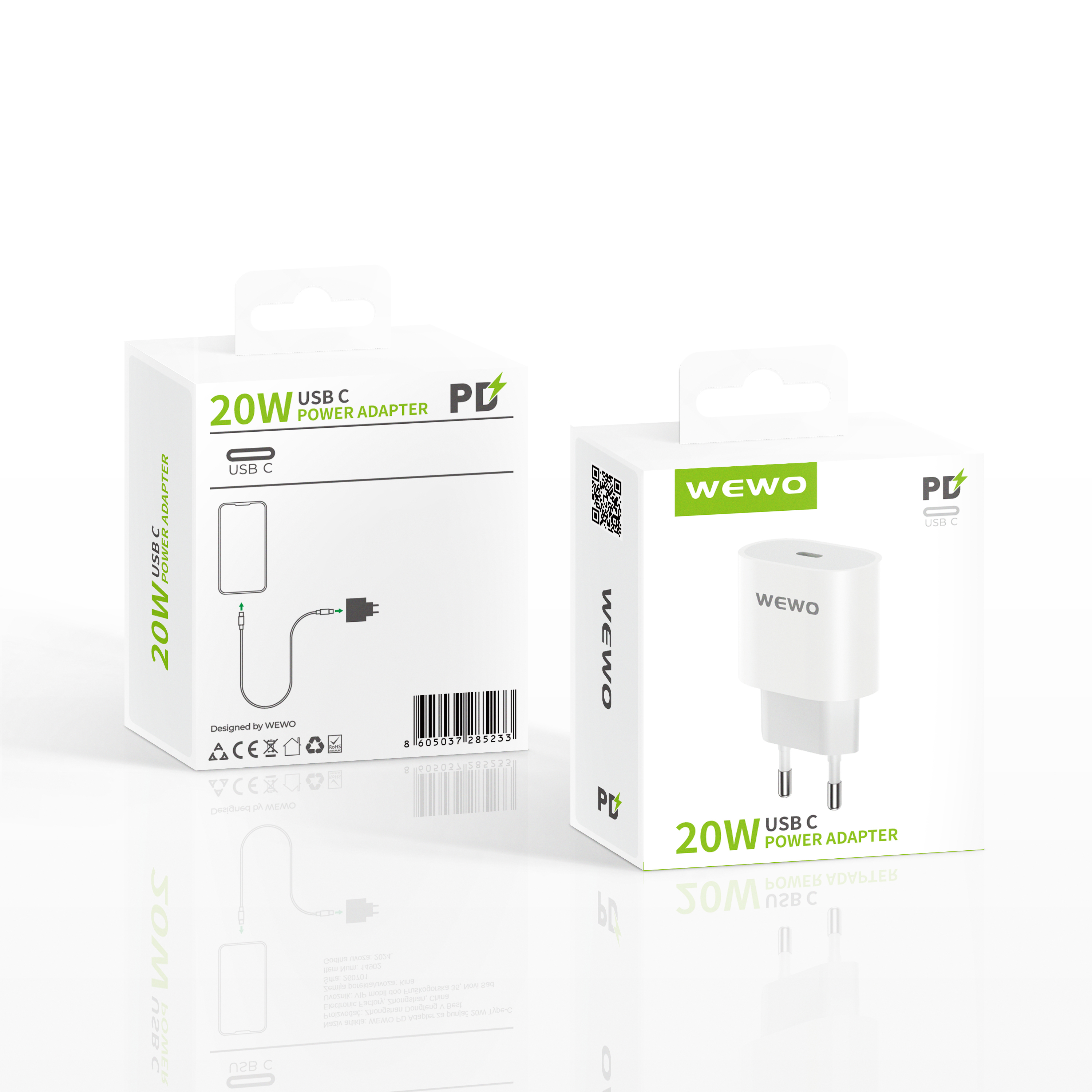 Wewo punjač type-c pd 20w/3a (orig. design) beli