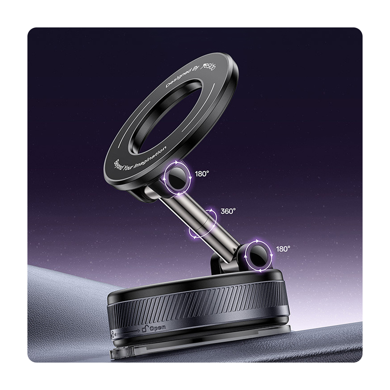 Držač za mobilni telefon yesido vakum sa magnetom - sklopivi (c228) black