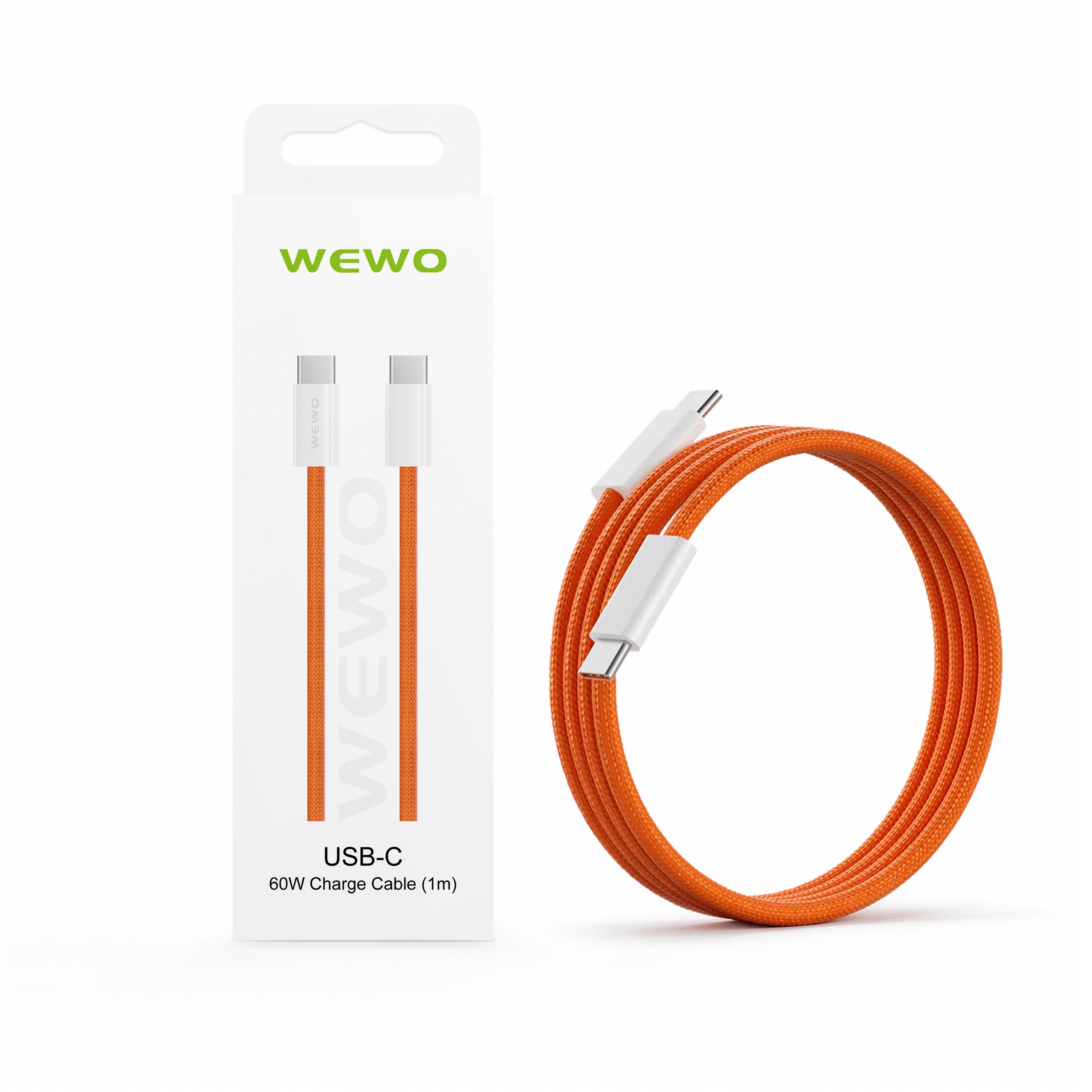 Usb data cable wewo ca-17 textile type c na type c 60w pd narandžasti 1m
