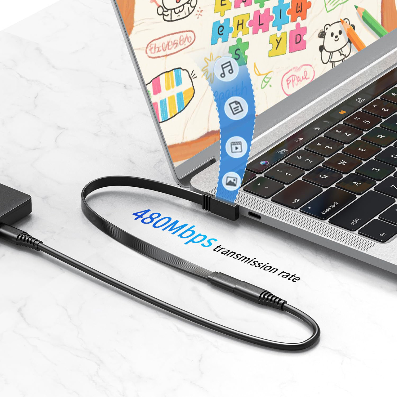 Usb data cable pd super fast 100w type-c (l-oblik/90° desni ugao) na type c m/ž crni 0,1m