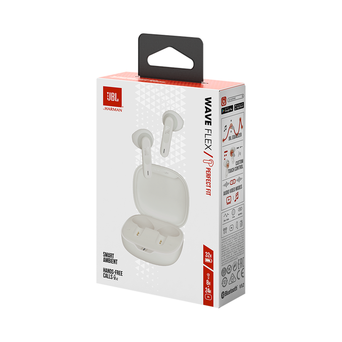 Slušalice jbl wave flex tws wh (in-ear bežične bluetooth slušalice sa futrolom za punjenje) bele