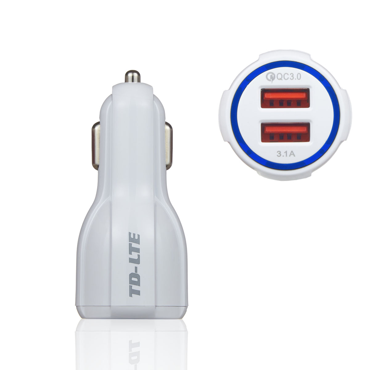 Powerful td-lte c011 auto punjač dual usb (6a/30w) beli