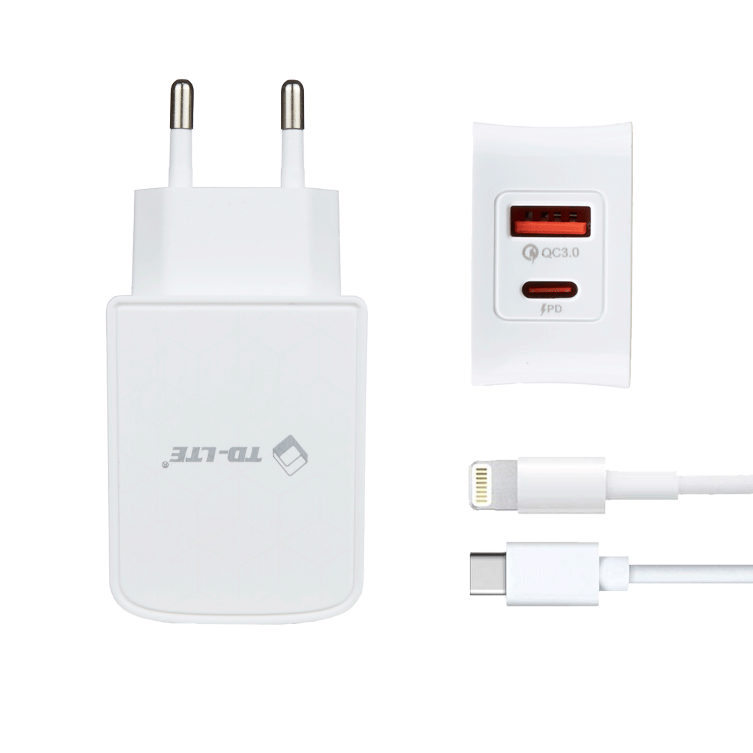 Powerful td-lte pd+usb punjač pa130 qc 18w/3a + type-c na iphone usb cable