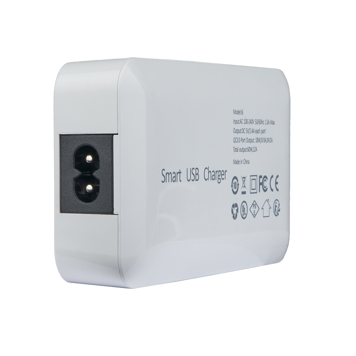 Wewo punjač sa led ekranom 60w (1xusb qc 3.0 18w + 7xusb 2.4a) beli