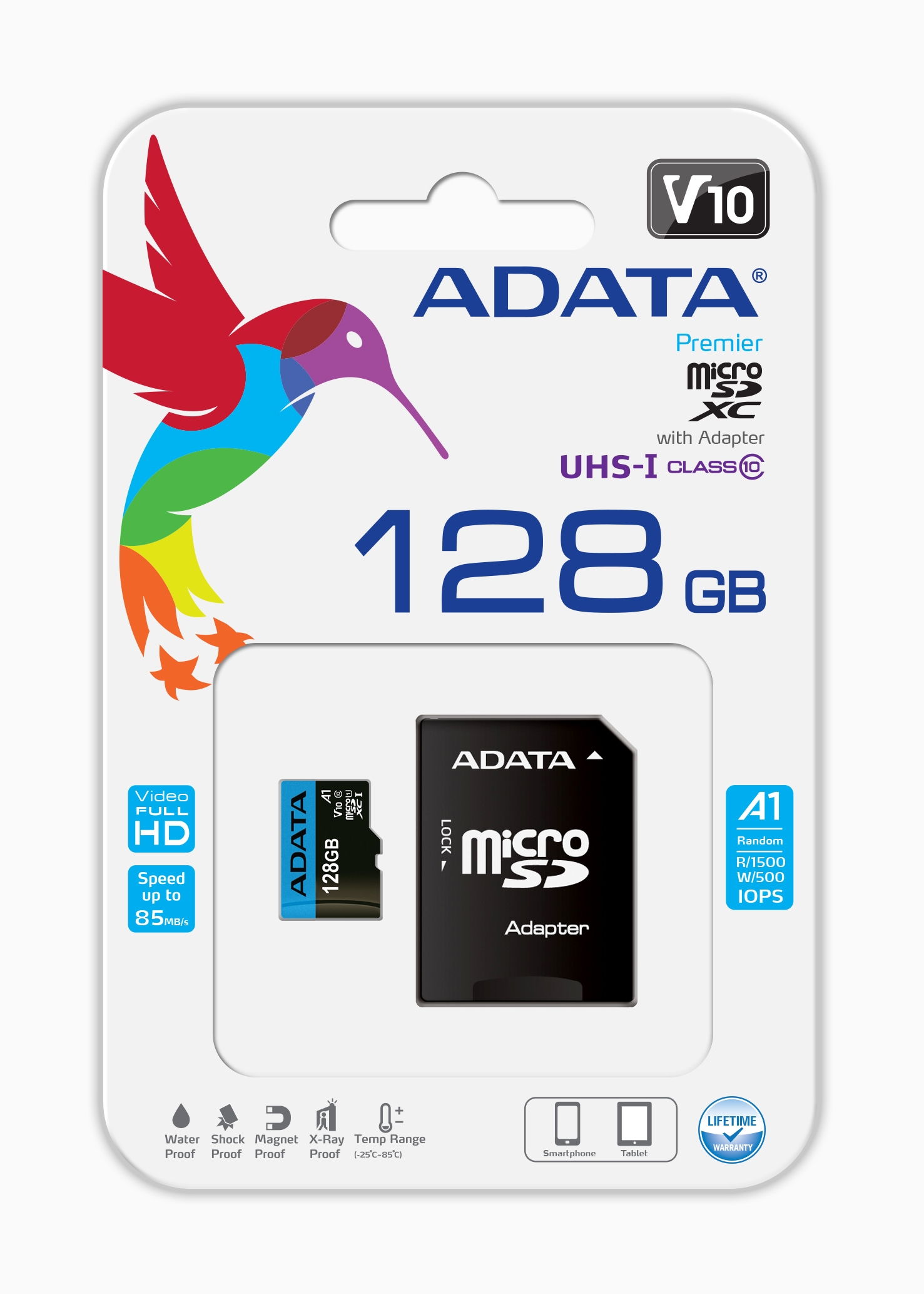 A-DATA  MICRO SD 128GB Class 10 + SD adapter