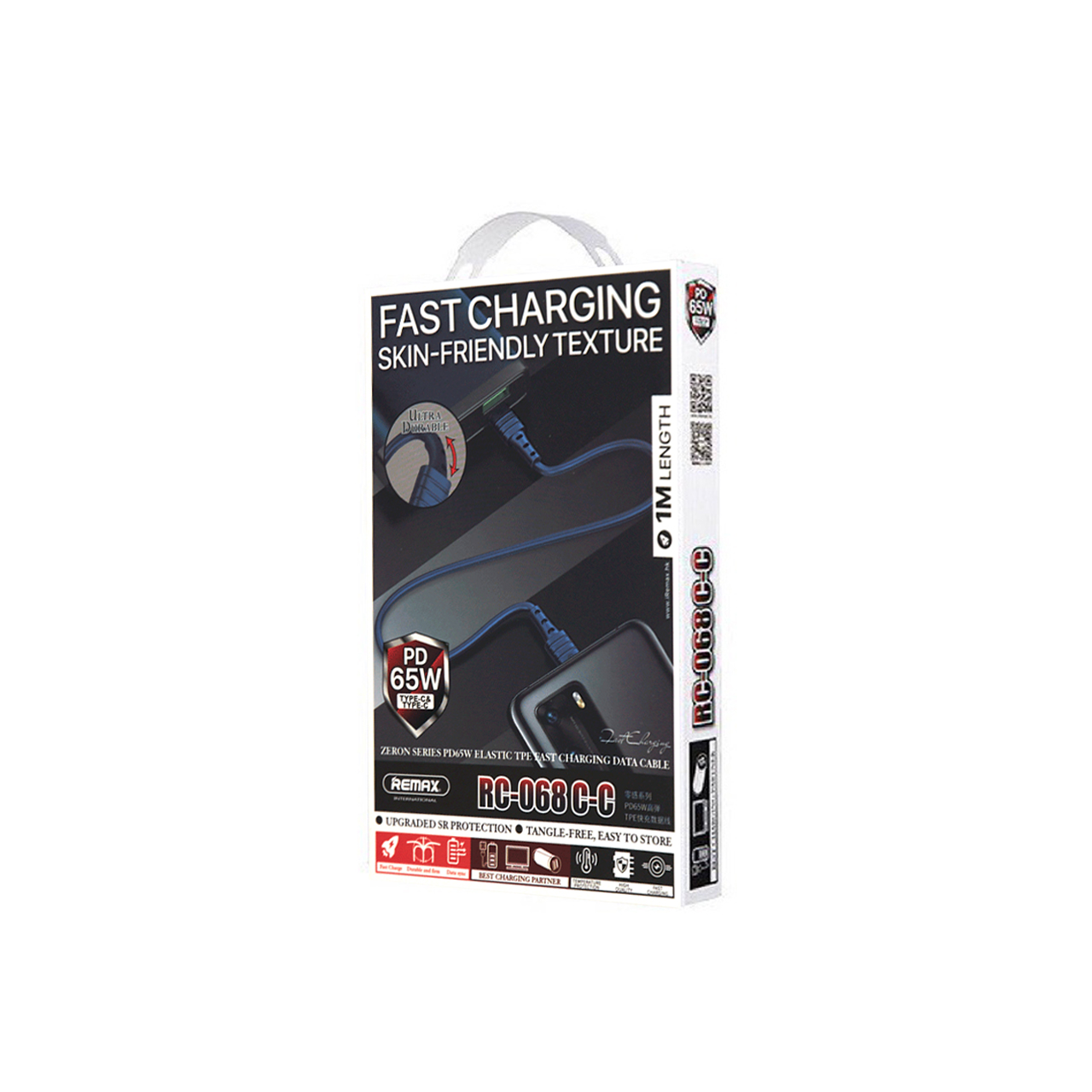 Usb data cable remax rc-c068 zeron pd 65w fast charge type-c na type-c plavi 1m