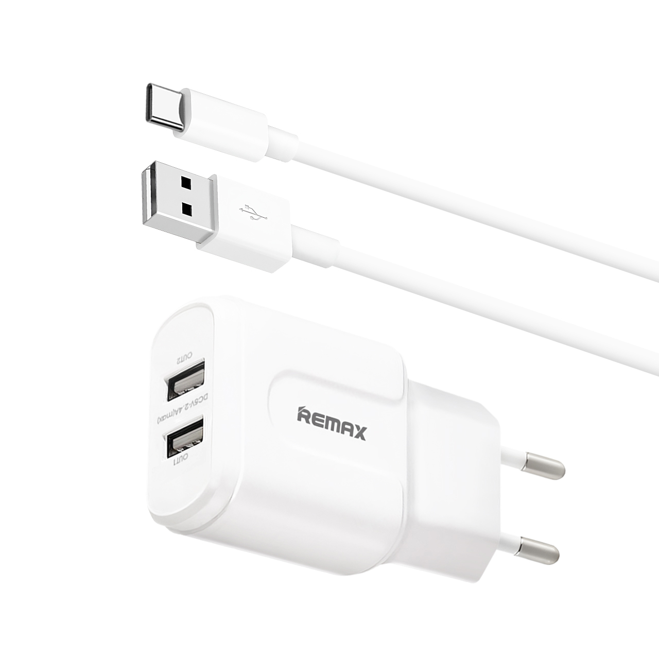 Punjač remax rp-u22 2xusb 2.4a + type-c usb cable