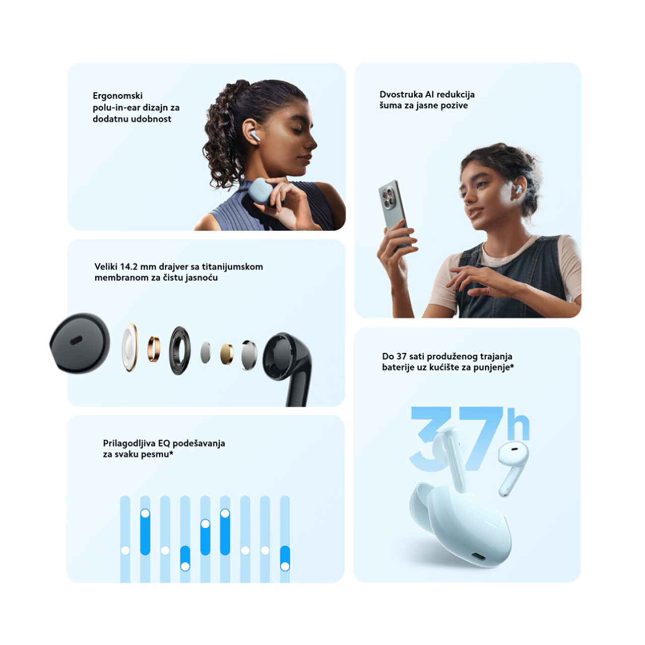Slušalice bluetooth xiaomi redmi buds 8 active (crne)